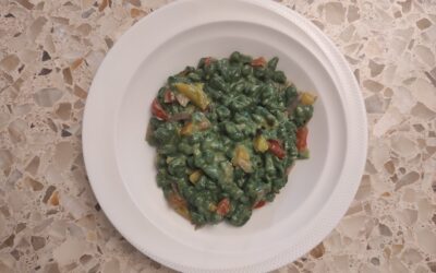 Spätzle senza glutine con panna peperoni e speck