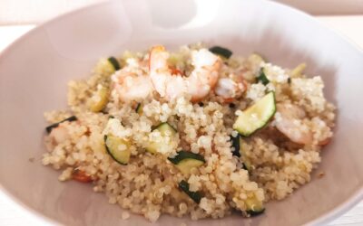 Quinoa zucchine e gamberi
